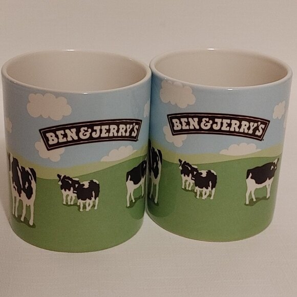 Vtg 2004 Woody Jackson Ben and Jerrys Cows Mug Vermont Holstein Dairy Farm x2 - Picture 1 of 6